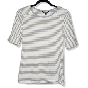 Lauren Ralph Lauren Short Sleeve blue & white classic striped top shirt Womens L